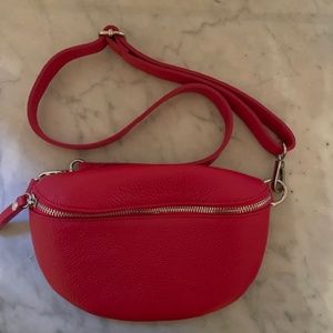 Red Italian Leather Shoulder Bag